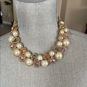 Gold and Cream Statement Necklace